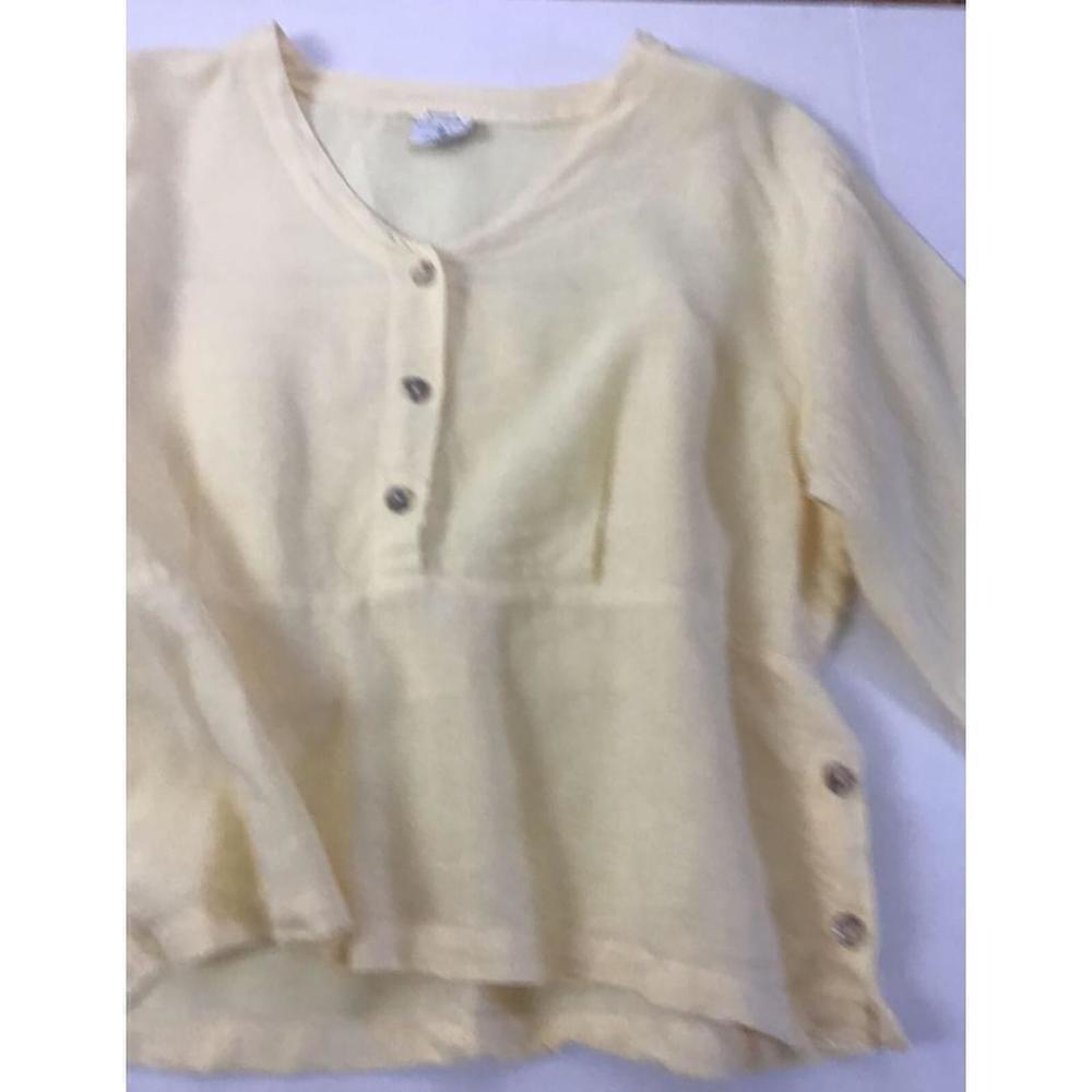 Click Color Me Cotton Size Medium Linen Lagenlook Linen Blouse Back Multi Split - Picture 4 of 10